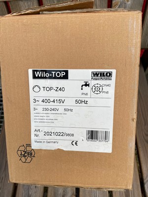 Wilo TOP Z 40  Art. Nr 2021022  Zirkulationspumpe 400 Volt 250 mm NEU PN6