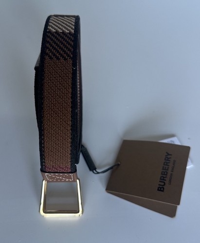 Burberry Check Knitted Dark Birch Brown D-Ring Buckle Belt 80596341 IT NWT $590 - Picture 5 of 12
