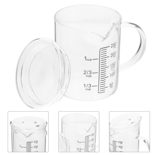 Graduated Measuring Cup Baby Child Glass with Lid Cups Lids Metal - Picture 12 of 12
