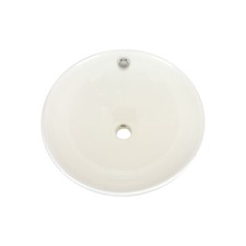 Rok Round Bowl Shaped Bathroom Vessel Sink, 16-1/2" Diameter, Ivory Porcelain