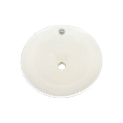Rok Round Bowl Shaped Bathroom Vessel Sink, 16-1/2'' Diameter, Ivory Porcelain