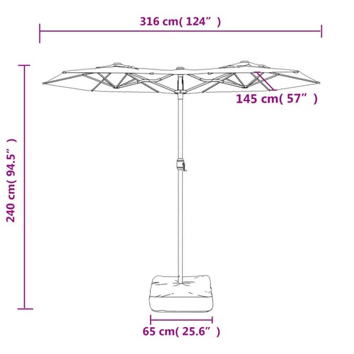 NNEVL Double-Head Parasol with LEDs Sand White 316x240 cm - Picture 10 of 10