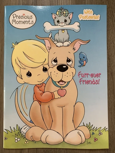 Vintage 2003 Precious Moments Furr-ever Friends Coloring Book Golden Books NEW