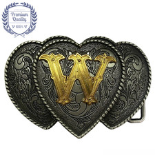 PREMIUM LETTER W Belt Buckle Metal Zinc Alloy Vintage Retro Men Western Cowboy