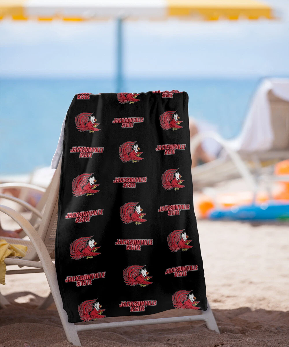Jacksonville State University Beach Towel/Bath Towel, 30"x60" Logo Pattern