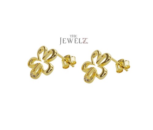 14K Gold 0.03 CT VS/F-G Diamond Minimalist Floral Studs Earrings-Gift For Mother - Picture 2 of 5