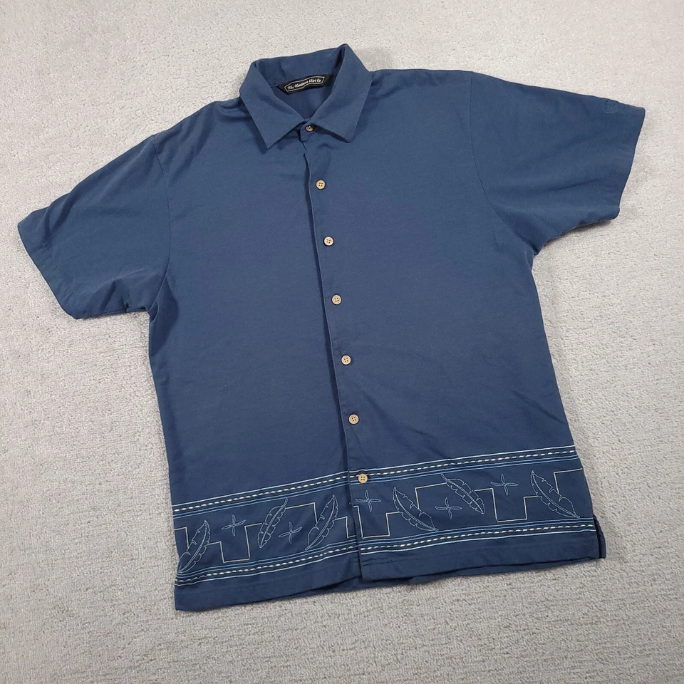 The Havanera Shirt Co Camisa Hawaiana Para Hombres Mediana Azul Abotonada Playa Foto 2 de 4