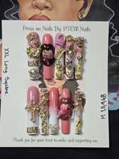 Handmade Press On Nails,3D Lips Nails,Medium Size 1,5,4,6,8 XXL Long Square