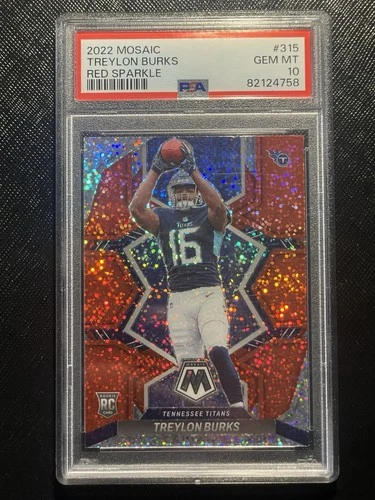 2022 Panini Mosaic Football Red Sparkle Treylon Burks #315 PSA 10