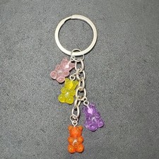 Silver tone gummy bear key fob