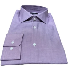 Hugo Boss Men’s Herringbone Purple Sharp Fit Dress Shirt 