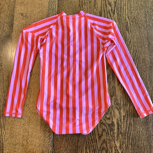 J Crew CrewCuts Girls 8 Rashguard Long Sleeve Striped Swim Suit One Piece Zip - Picture 11 of 13