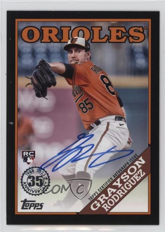 2023 Update 1988 Topps Baseball Black /199 Grayson Rodriguez Rookie Auto RC 00ws