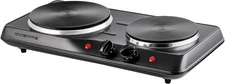 Electric Countertop Double Burner, 1700W Cooktop with 7.25" and 6.10" Cast Iron