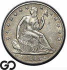 1855-O Seated Liberty Half Dollar, Arrows, Tough New Orleans Issue, Choice XF++