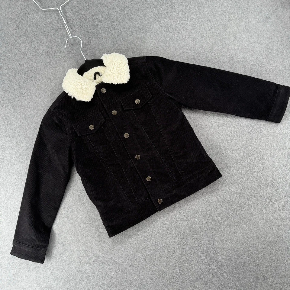 Jaqueta Janie Jack Sherpa forrada de veludo com botões infantil 5-6 preta - Imagem 4 de 4