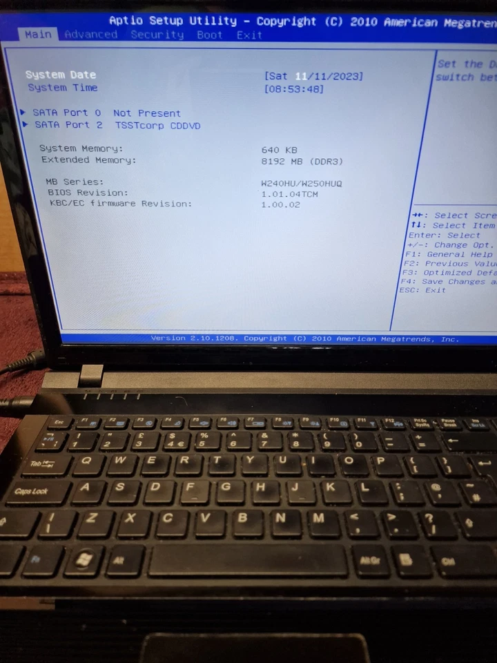 Zoostorm/Clevo W251HU Laptop Intel i3,8GB Ram No Hdd 15.6" Bios Tested Only  - Image 3 of 4