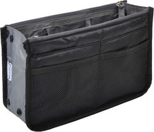 Purse Organizer Insert 13 Pockets Medium Nylon Bag Organizer Black