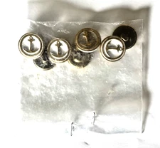 7 NOS Vtg Nautical Anchor Navy Gold Tone w White Metal Shank Buttons 5/8 inch