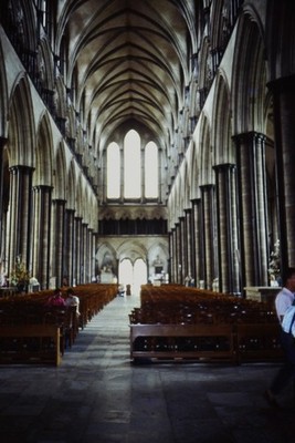 c1970's 35mm Slide, Gothic Cathedral Interior Nave Arches European Wooden Stone