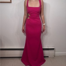 Lulu's Magenta Formal Maxi Cut Out Dress