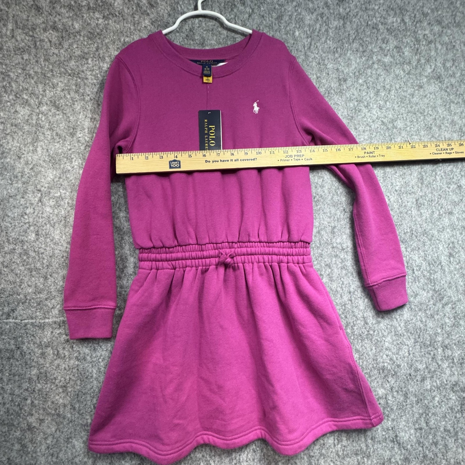 Polo Ralph Lauren Dress Girls M (8-10) Pink Sweatshirt Long Sleeve Elastic Waist thumbnail 4