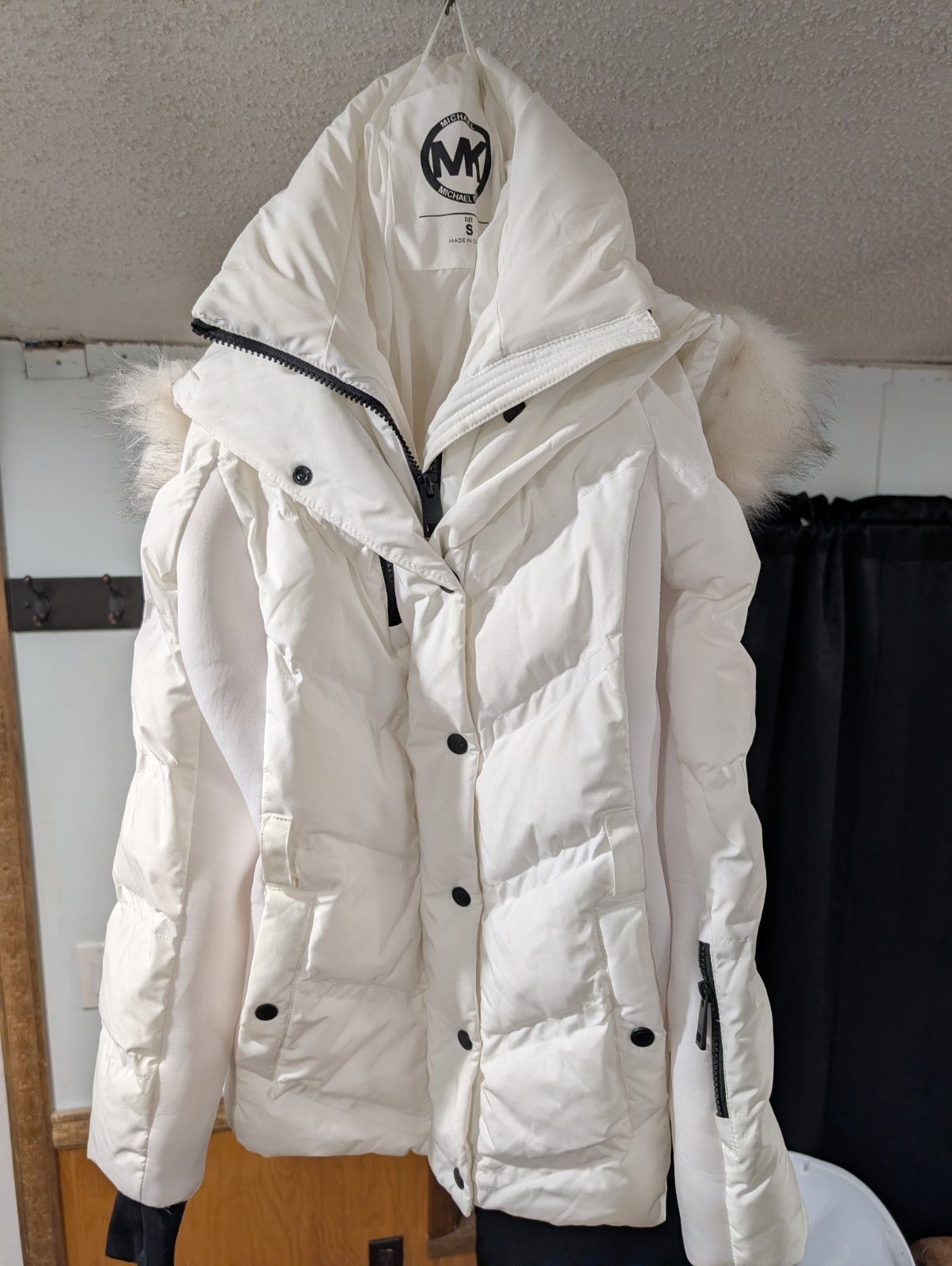Michael Kors Women's Faux-Fur-Trim Hooded Puffer Coat Size Small