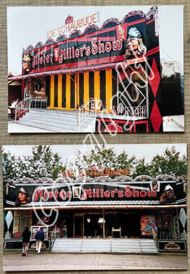 2 x Archiv Foto MISTER MILLER'S SHOW Schaubude - Kirmes Schausteller Modellbau