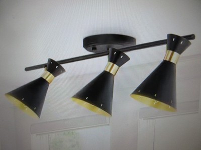 Jonathan Y Elroy 2.5 ft. 3-Light Black/Gold Iron Retro LED Fixed Track Lighting