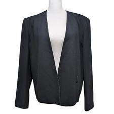 Christian Dior The Suit Vintage Black 100 Wool Beaded Trim Blazer Jacket 10