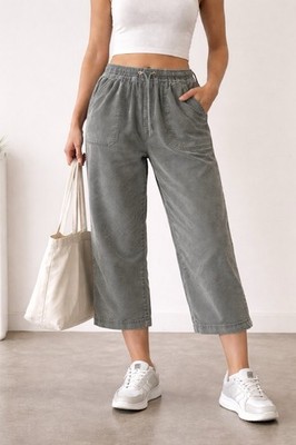 Splendid Women s Linen Wide Leg Crop Pants Small Elastic Waist Lightweight Green