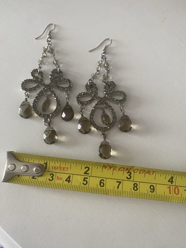 Large sparkle smoky Crystal drop earrings - Bild 4 von 4