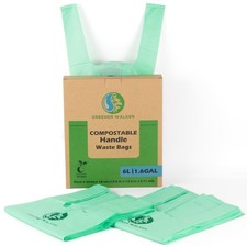100 Compostable Trash Bags with Tie Handles, 1.6 Gallon-150Bags, Food Scrap ...