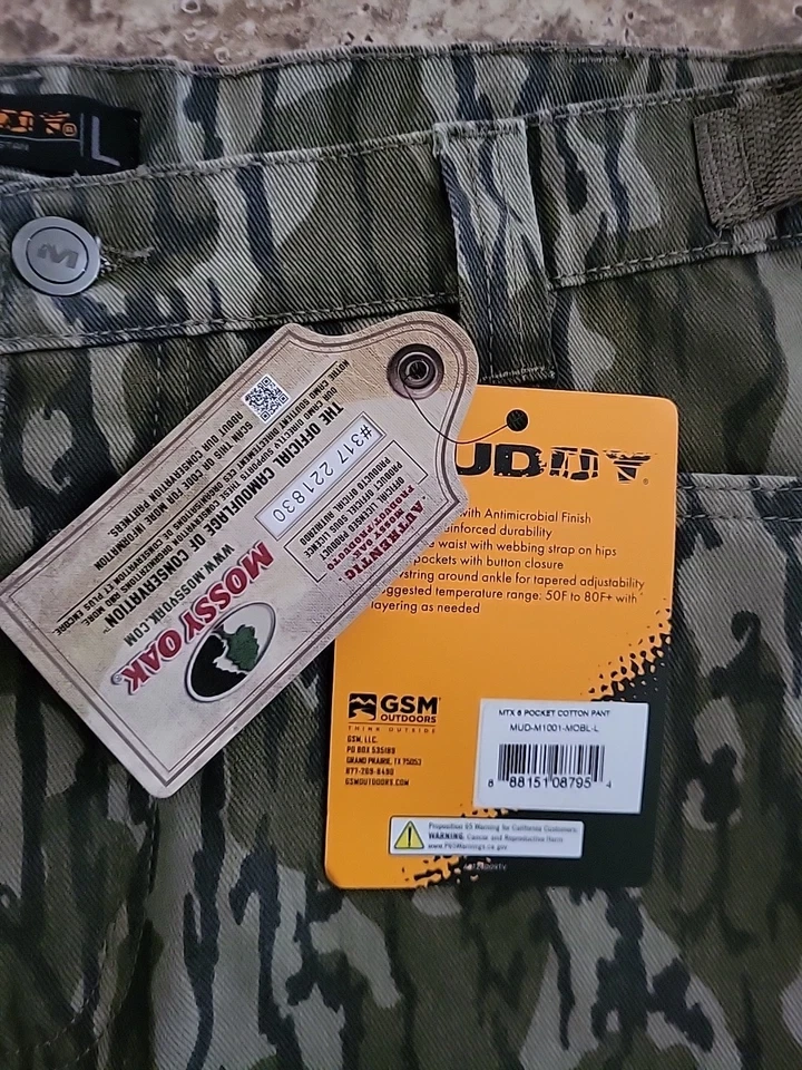 Pantalones ligeros Muddy Outdoors TRX para hombre Mossy Oak Bottomland grandes Foto 4 de 4