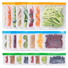 Silicone Food Storage Containers Reusable Bags Zip 'N' Lock Pouch Fresh Sealer