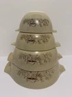 Vintage Pyrex Cinderella Forest Fancies Mushroom Nesting Mixing Bowls Set of 4