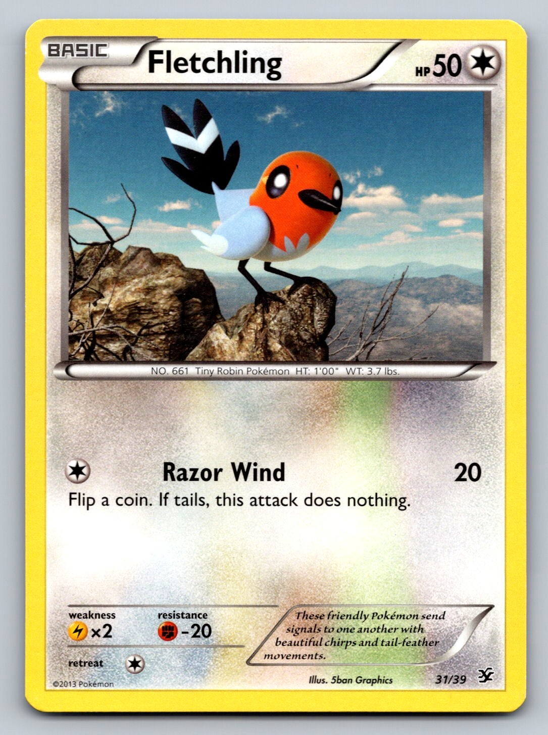 Pokemon Fletchling Common Kalos Starter Set 31/39 NM