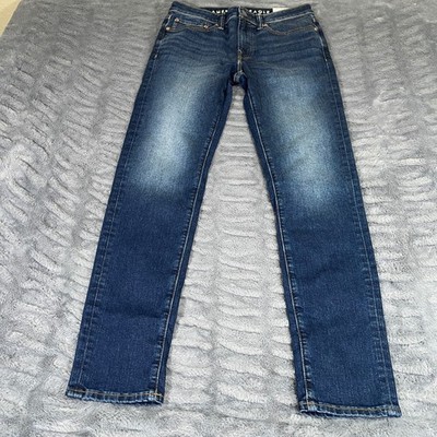 American Eagle Airflex+ Skinny Jeans Mens 31x32 Deep Sea Blue Dark Wash 6522-911