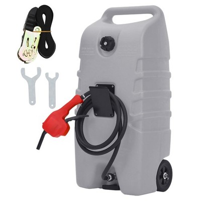 14 gal Portable Fuel Tank, Gray Fuel Storage Container with Manual Siphon Pum...