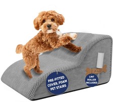 Foam Pet Stairs for Small Dogs  Cats   2-Step Dog Ramp 12  High, Wide Non-Sl...