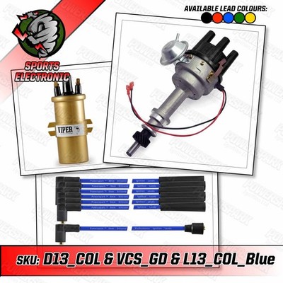 Ford Cologne V6 Electronic Distributor Viper Gold Sports Coil 8mm Blue HT Leads