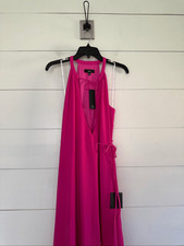 Lulus Women’s Small Hot Pink Elegance with Ease Maci Wrap Dress New