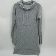 ATHLETA Gray Marled Sport It Sweater Dress Womens Size S Cowl Neck Tunic Pockets