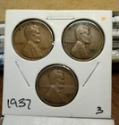 1937 PDS Lincoln Wheat Cents - Actual Coins - Very Good/Fine condition