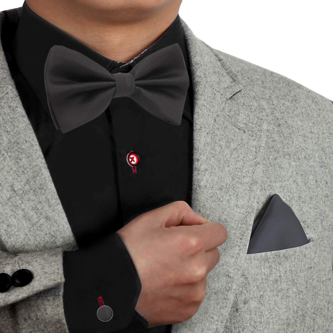 Men's Clip-On Bowtie Adjustable Pre-Tied 25.6 Inch Neck Size Microfibre Cotton