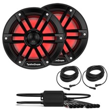 Rockford Fosgate M1-65B Marine Speakers  PMX-RGB Light Controller  25' Cables