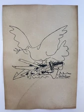 Pablo Picasso COA Art Painting Original Drawing Vintage Paper Signed