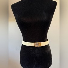 Elegant Cream Belt with Gold Buckle