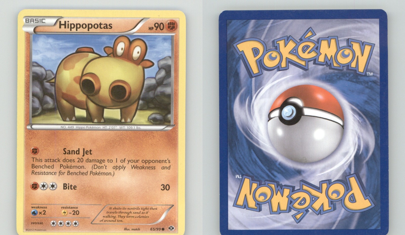 HIPPOPOTAS 65/99 COMMON NEXT DESTINIES POKEMON LIGHTLY PLAYED