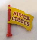 MARX 1950's SUPER CIRCUS PLAYSET TIN LITHO FLAG W/ HARD PLASTIC FLAG POLE AS-IS
